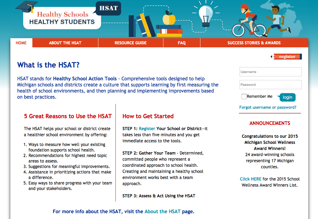 Screenshot of the HSAT Webpage